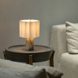 <span class=keywords><strong>Lampada</strong></span> da Tavolo Nordica Moderna per Camera da Letto e Soggiorno, Bul Gari in Marmo e Tessuto, LED di Alta Qualità, Nuova, Unica, Stabile e Artistica, <span class=keywords><strong>Lampada</strong></span> da Tavolo Valli - Product Image 2