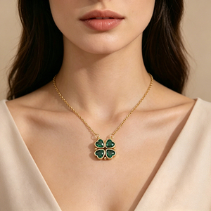 <span class=keywords><strong>Collier</strong></span> Femme Multi-Styles <span class=keywords><strong>en</strong></span> Gros 2-<span class=keywords><strong>en</strong></span>-1, Plaqué Or, Trèfle et Cœur Ouvert, Chaîne de Clavicule Empilable - Product Image 4