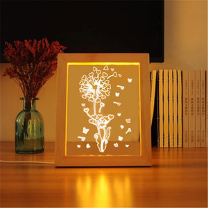 Marco Led de madera grabado <span class=keywords><strong>con</strong></span> alimentación USB, cristal acrílico blanco para <span class=keywords><strong>foto</strong></span> <span class=keywords><strong>personalizada</strong></span>, láser, lámpara de luces de noche acrílicas - Product Image 3