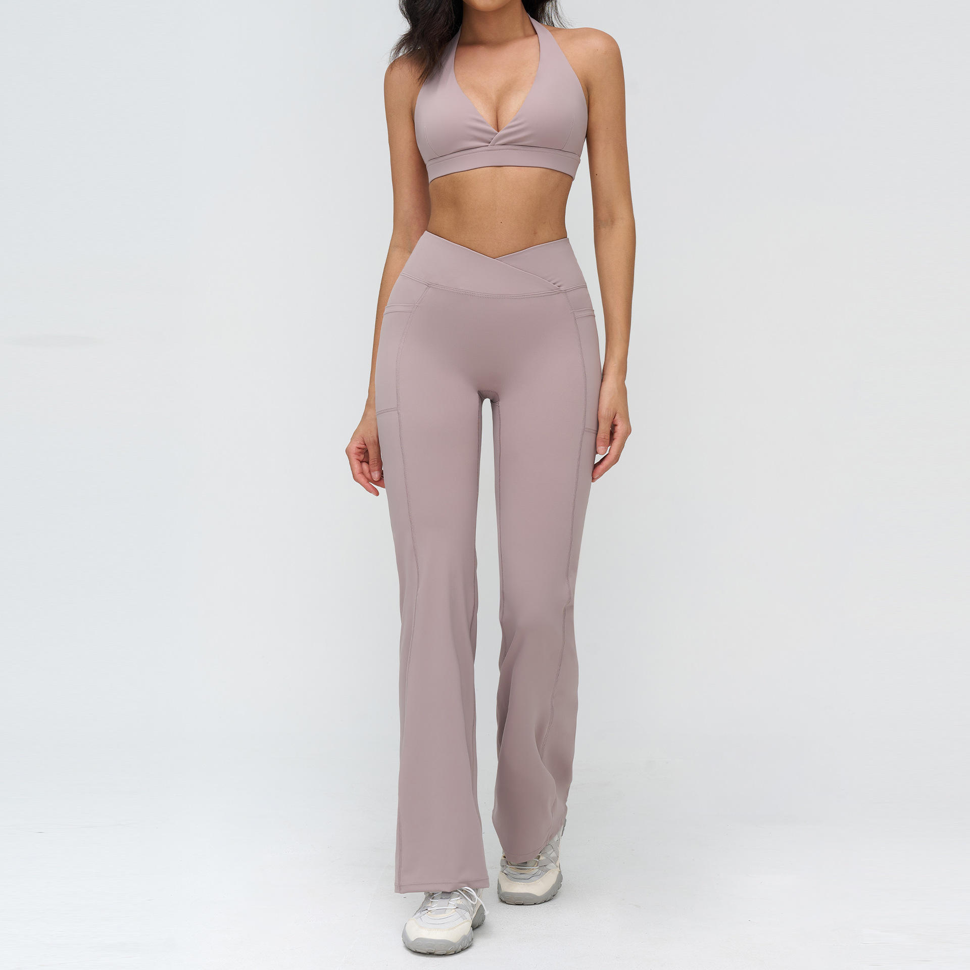 Purple bra+flare pants