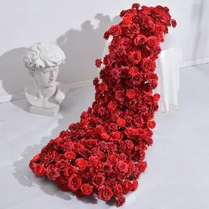 SN-A377 bunga pernikahan Cina, taplak meja mawar sutra putih merah putih ungu mewah