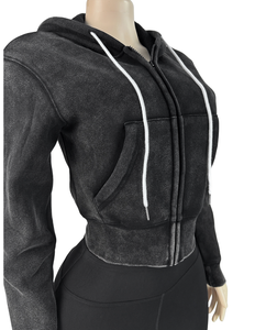 Peeqi 2026 Nueva Colección de Moda para Mujer, Sudadera con Cierre y Capucha Lavada, Top y Pantalones Cortos Deportivos, Conjunto Casual de 2 Piezas - Product Image 6