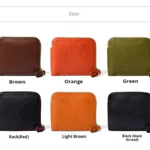 Portefeuille court multifonction en cuir tanné végétal de style japonais, en cuir de vachette véritable, créatif, unisexe, tendance, avec fermeture éclair à 7 caractères - Product Image 6