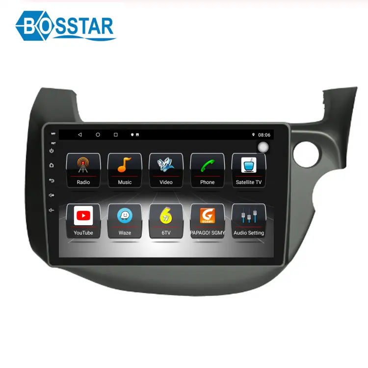 Bosstar android reproductor de dvd del coche gps sistema multimedia estéreo para honda fit 2009-2013 video radio