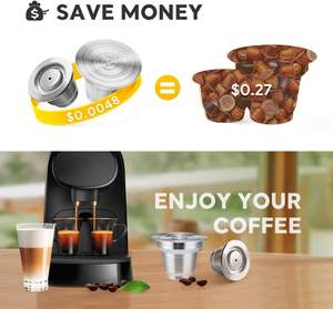 Capsules de café réutilisables en acier inoxydable, dosettes d'<span class=keywords><strong>espresso</strong></span> pour dosettes métalliques rechargeables, <span class=keywords><strong>dosette</strong></span> réutilisable en acier inoxydable avec joint d'étanchéité - Product Image 2