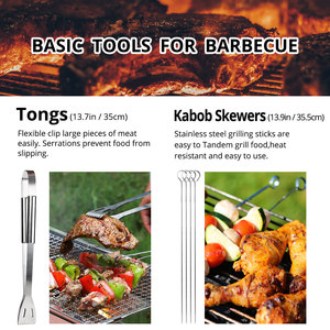 Barbekü eşyası seti paslanmaz çelik profesyonel barbekü aksesuarları ızgara aracı çanta ile taşıması kolay - Product Image 3