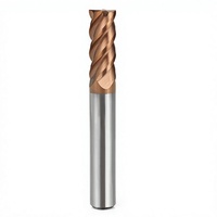 Set End Mill Tungsten Carbide 4-Flute HRC90 Berlapis TiAlN untuk Baja Lunak, Baja Tahan Karat, Aluminium, Aksesoris Router CNC