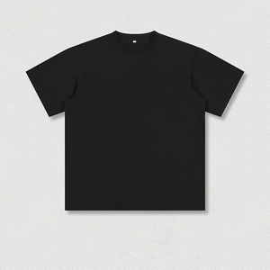 Camiseta de algodón de color sólido 260GSM para hombre, camiseta informal de verano con dobladillo, detalle enrollable, ropa de calle americana holgada para Adolescentes (OEM/ODM) - Product Image 3