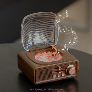 Reproductor Retro con Altavoces, Mini Radio Atómica Moderna con Luz Nocturna LED de 7 Colores, Altavoz de Vinilo con Sonido de Olas del Océano - Product Image 6