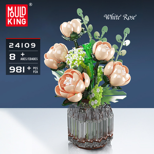 MOULD <span class=keywords><strong>KING</strong></span>-Blocs de construction de roses blanches, jouets de jardin, ornement de fleurs, 24109 - Product Image 2