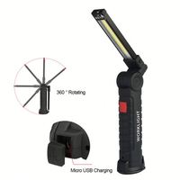 WOSEN Lampu Perawatan Genggam Lipat dengan Daya Hisap Magnetik COB DC USB Dapat Diisi Ulang ABS IP66 Senter LED Bengkel 5 Mode