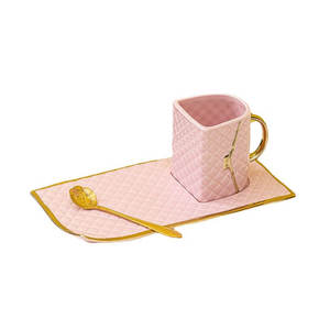 Tasse à sac à main en céramique de style luxe avec plateau à pain Tasse à café créative <span class=keywords><strong>Sauser</strong></span> et cuillère Coffret cadeau - Product Image 2