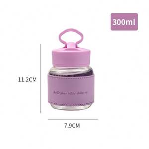 Mini tasse de 300ml avec <span class=keywords><strong>gaine</strong></span> en cuir, support pour téléphone, récipient à boisson en verre à soda étincelant - Product Image 6