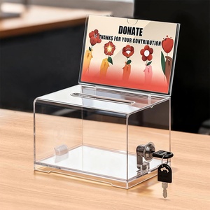 Caja de Donaciones Portátil Transparente y Ecológica con Cerradura y Soporte para Letreros, Caja Multiusos para San Valentín, Votaciones, Sorteos, y Almacenamiento Seguro de Dinero en Efectivo - Product Image 1
