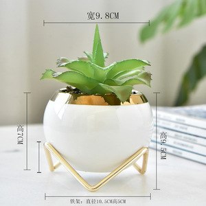 Vasi in <span class=keywords><strong>Ceramica</strong></span> per <span class=keywords><strong>Piante</strong></span> Succulente con Supporto in Metallo, Decorazione Moderna e Lussuosa per Casa e Giardino - Product Image 3