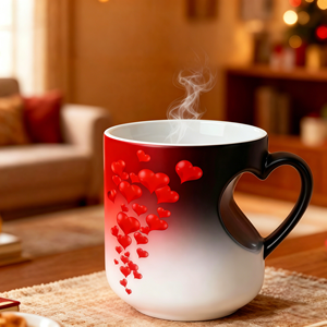 Taza Termocrómica de Cerámica con Grabado Personalizado, Mágica, que Cambia de Color en Forma de Corazón, Divertida e Innovadora, de 11 Onzas para Café - Product Image 4