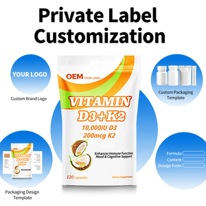 Cápsulas de Gel Suave Veganas de Vitamina D3 K2, OEM, Marca Privada, Listas para FBA, Suministro a Granel Estable, Prueba COA para Vendedores de Plataformas de Comercio Electrónico - Product Image 2