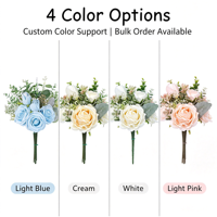 Bunga Peony Buatan Biru Putih Sutra, Bunga Hydrangea untuk Dekorasi Meja Tengah Pernikahan, Pesta, dan Rumah
