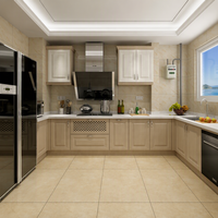 Cuisine moderne écologique modulaire sur mesure avec éclairage LED, vitrine en verre, appareils électroménagers encastrés, mobilier de cuisine complet de haute qualité