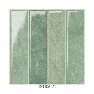 Autocollant mural en mosaïque de carreaux à lattes en résine époxy <span class=keywords><strong>vert</strong></span> sauge Seafoam, aspect pierre vieillie, 300x300mm, étanche, pour crédence - Product Image 2