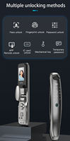 Serrure Intelligente R02 à Empreinte Digitale et Reconnaissance Faciale 3D, Capacité 50 Empreintes Digitales, en Alliage d'Aluminium, Connectée WiFi Tuya pour Portes en Bois