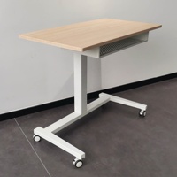 Bureau de travail moderne à hauteur réglable avec cadre en fer pneumatique à une seule jambe, avec tiroirs, option bureau assis-debout