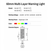 Lampe de signalisation d'avertissement multicolore à trois couches de 60 mm, indicateur LED sonore et visuel pour machines-outils, lampe d'alarme 12V 24V 220V