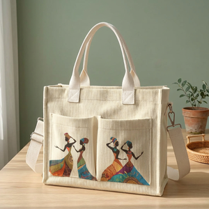 Sac fourre-tout personnalisé en jute et rotin, côtelé, fait main, grand sac de rangement avec bandoulière, pliable, pour voyage et extérieur - Product Image 2
