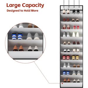 10 Tiers White Over Door <b>Shoe</b> Organizer Storage, Hanging <b>Shoe</b> <b>Holder</b> for Door with Large Deep Pockets - Product Image 6