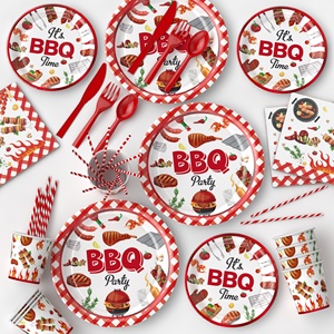 Juego de Vajilla Desechable Premium para Fiestas de Barbacoa, Platos y Vasos de Papel para Barbacoa, Picnic y Celebraciones - Product Image 2