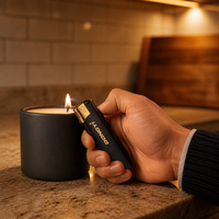 Briquet à cigare noir et or avec tête métallique pour cigares et accessoires de fumage