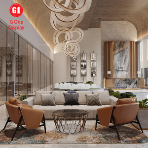 Diseño de Muebles de Lujo para Vestíbulo de Hotel, Soportes de Exhibición LED Metálicos Personalizados, Renovación Moderna del Área de Recepción, Exhibición de Obras de Arte de Alta Gama - Product Image 4