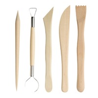 Kit d'outils de sculpture en argile de haute qualité, 5 pièces, couteaux à poterie en bois, fournitures artistiques pour le modelage et le façonnage, kit de sculpture en argile parfait