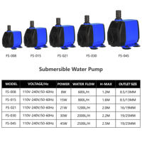 Pompe submersible silencieuse commerciale Freesea 8W pour étang, système de tour hydroponique, ferme, aéroponique – Fournisseur d'usine OEM
