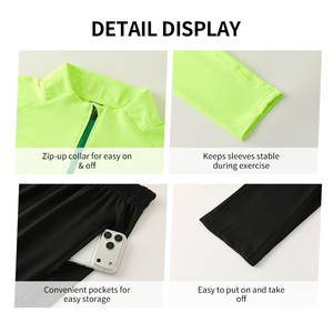Ensemble de survêtement de football en polyester pour homme, manches longues, fermeture éclair, col montant, évacuation de l'humidité, respirant, séchage rapide, toutes saisons, uniformes - Product Image 5