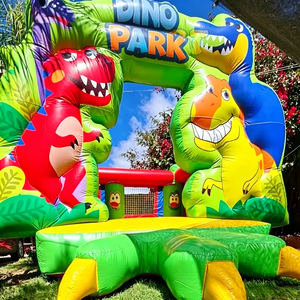 Castello Gonfiabile Verde a Tema Giungla, Casa Rimbalzante Gonfiabile con Animali dello Zoo, Castello Gonfiabile a Tema Dinosauri in Vendita - Product Image 4