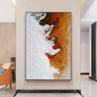 Peinture en relief 3D Impasto, Art mural abstrait aux tons orange, Cadre en alliage d'aluminium, Vente en gros, Écologique, Fait main, Poudre