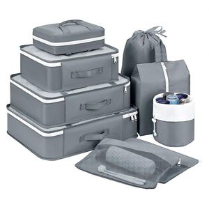 Ensemble de 9 organiseurs de maquillage de voyage personnalisés, nouveaux cubes de compression cosmétiques en maille PVC imperméable, valises en polyester - Product Image 2