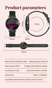 <span class=keywords><strong>Reloj</strong></span> Inteligente Ultrafino para Mujer en Oferta, 1.43 Pulgadas, Llamadas por Bluetooth, Monitor <span class=keywords><strong>de</strong></span> Salud, SpO2, Frecuencia Cardíaca, <span class=keywords><strong>Reloj</strong></span> Inteligente Redondo <span class=keywords><strong>de</strong></span> Moda para Mujer - Product Image 6