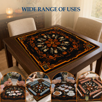 Tapis de Mahjong américain « Maison Hantée » avec motifs Citrouille et Chat Noir au clair de lune, idéal pour les soirées d'Halloween