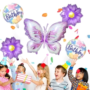 Set de 5 Globos de Helio con Forma de Mariposa Morada, Princesa de Ensueño, para Fiestas de Cumpleaños, Baby Shower y Decoración de Habitaciones - Product Image 3