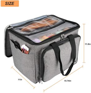 Custom Factory Yarn Storage Organizer Tote Bag with Cover and Inner Divider for Circular and Straight Knitting Needles