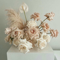 Bunga Mawar Gerbera Champagne Prancis 40cm dari Busa Lateks, Bola Bunga untuk Dekorasi Meja, Properti Photo Booth, Kerajinan Tangan