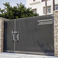 Porte d'entrée double coulissante en aluminium thermolaqué, portail de sécurité, modélisation 3D, taille et couleur personnalisables, design écologique et durable