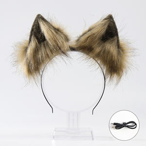 Bandeau d'oreille d'animal en peluche rechargeable Cosplay oreilles de renard réalistes détachables oreilles mobiles enfants élégants - Product Image 1