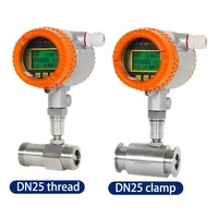 Flowmeter Turbin Cair Digital DN15 DN20 DN25 DN40 Pulse 4-20mA RS485 Air Susu Alkohol Sambungan Berulir Flowmeter Turbin
