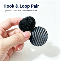 Points auto-adhésifs à boucles et crochets ronds, bande de fixation adhésive, crochet injecté, boucle souple pour la maison, le bureau, la salle de classe, le bricolage, noir