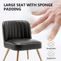 Ensemble moderne de 2 chaises d'appoint sans accoudoirs en similicuir rembourré avec pieds en métal pour salon, villa et extérieur