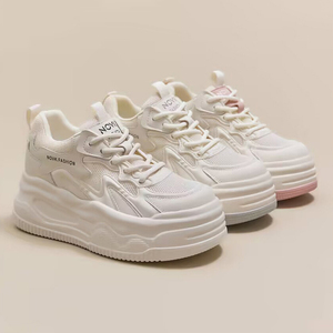 Nouvelle Collection Printemps 2026 : Baskets Blanches à Semelle Épaisse et Bout Rond pour Femmes de Petite Taille, Rehaussant la Silhouette, Style Sophistiqué - Product Image 6
