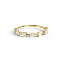 Bague de mariage éternelle légère et délicate en or plaqué 18K 14K avec diamant de laboratoire taille princesse pour femme